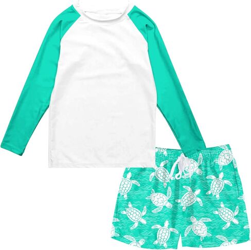 Boys Long Sleeve Rash Guard Swimsuit Kids 2-Pieces Bathing Suits Set in Saudi Arabia