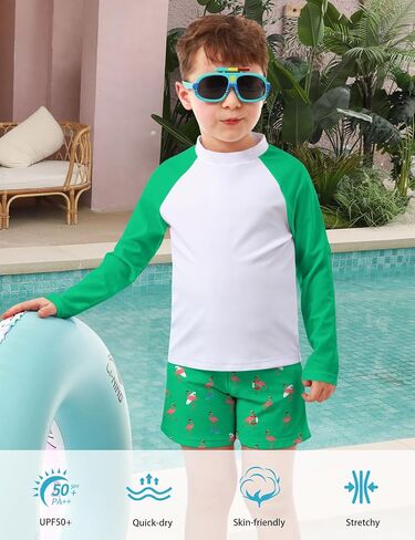Boys Long Sleeve Rash Guard Swimsuit Kids 2-Pieces Bathing Suits Set in Saudi Arabia