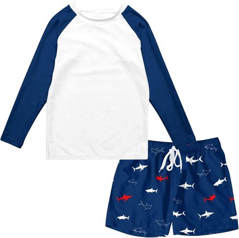 Boys Long Sleeve Rash Guard Swimsuit Kids 2-Pieces Bathing Suits Set in Saudi Arabia