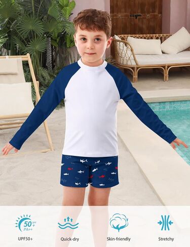 Boys Long Sleeve Rash Guard Swimsuit Kids 2-Pieces Bathing Suits Set in Saudi Arabia