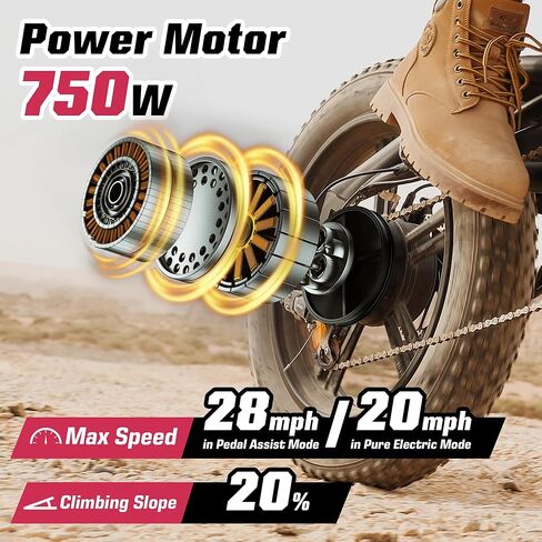 E2/K20 Electric Bike for Adults, 48V 13Ah/15Ah Battery, Up to 28 MPH & 46.6/60 Miles (PAS), 750/1000W Peak Ebike with All-Terrain 20"/26'' Fat Tires, UL Certified, Moped E-Bike in Saudi Arabia