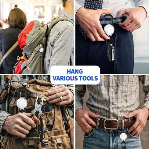 Heavy Duty Retractable Keychain,Multitool Carabiner Badge Holder,Tactical ID Badge Reel with 23.6" Steel Retractable Cord for Men and Women（Black and White Combo） in Saudi Arabia