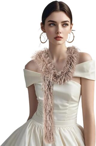 Artificial Fluffy Feather Boa 2 Yards for Halloween Wedding Home Party Costume Decoration Fake Ostrich Feather Boa in Kuwait