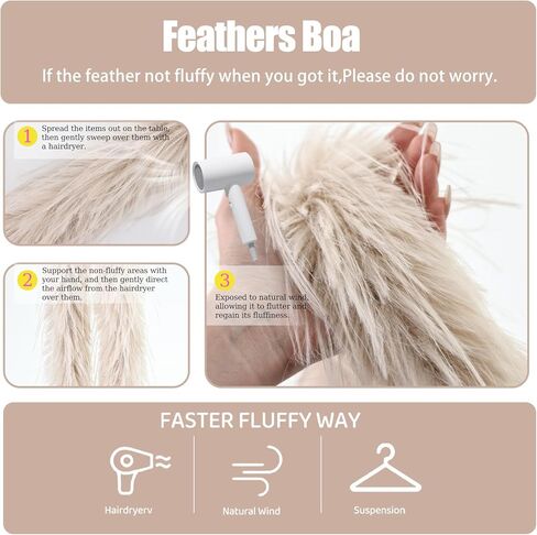 Artificial Fluffy Feather Boa 2 Yards for Halloween Wedding Home Party Costume Decoration Fake Ostrich Feather Boa in Kuwait