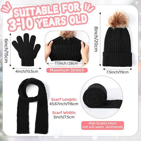 Liitrsh 4 Sets Kids Winter Hat Gloves Scarf Set Girls Boys Knit Hat Long Scarf Snow Gloves Outdoor for Toddler in Saudi Arabia