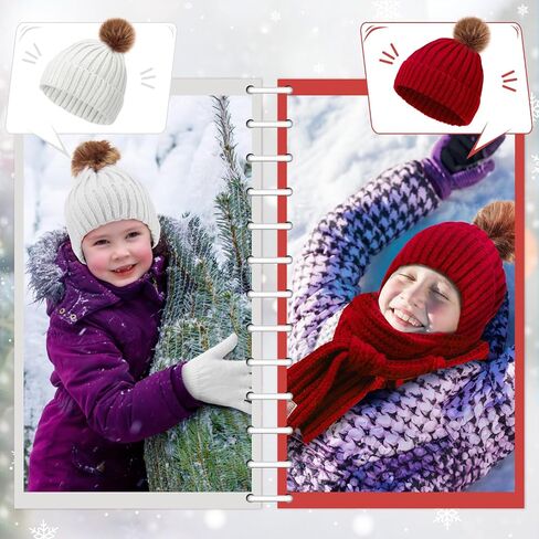 Liitrsh 4 Sets Kids Winter Hat Gloves Scarf Set Girls Boys Knit Hat Long Scarf Snow Gloves Outdoor for Toddler in Saudi Arabia