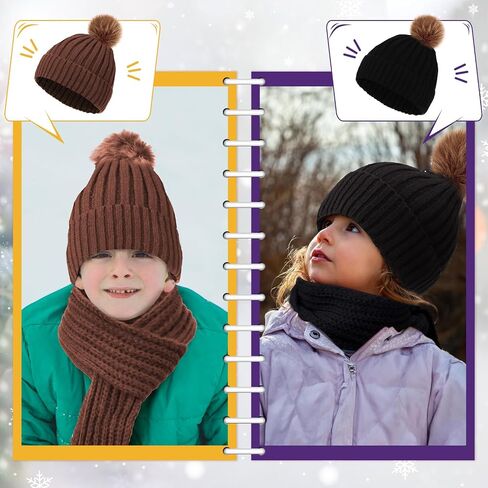 Liitrsh 4 Sets Kids Winter Hat Gloves Scarf Set Girls Boys Knit Hat Long Scarf Snow Gloves Outdoor for Toddler in Saudi Arabia