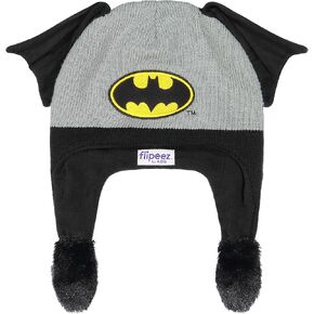 Batman Boys Winter Hat – Floppy Ear Hat with Moving Ears for Kids – Fun Jumping Ears with Ear Flaps That Move – Warm Fleece & Sherpa Lining for Kids 4-7