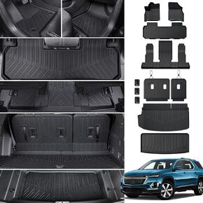 Cargo Mat Backrest Mats for 2024 2025 Chevrolet Chevy Traverse Car Mat Accessories, All Weather TPE Cargo Liner Trunk Mat (24-25 7/8 Seats-3rd Row Backrest Mats&Cargo Mat)