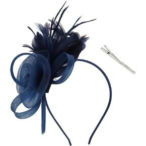 القبعات Amcami Fascinators مع ريشة للنساء 2025 قبعات شاي Derby مع عقال ومقطع