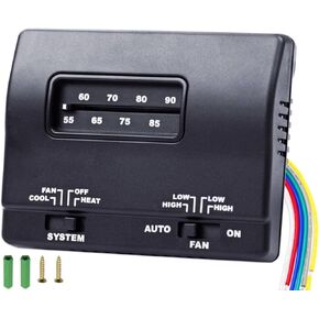 7330F3852 RV Thermostat Heat/Cool Control 12 VDC Single Stage Coleman Mach RV Thermostat Relacemnet متوافق مع Coleman RV Air Series Mach Series T-Stat Wall Thermostat ، Black