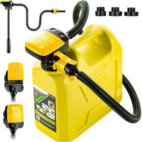 BYERN AUTO Fuel Transfer Pump with Auto-Stop Sensor, Gas Can Pump Battery Operated, Extra Long Flexible Hose & 3 Adapters for Gas Pump, Fits Most Gas Cans for Gasoline, Diesel, Kerosene, Oil