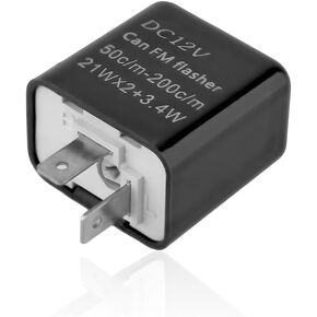 سرعة 12V قابلة للتعديل 2 PIN LED Flasher Relay ، Electronic Flasher Relay Presence Havard Warn Flasher Relay ، 2-Pin Hyper Flash Relay Firce Car Motorcycle LED Switch Light (Black)