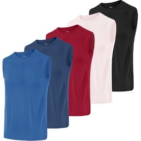 Poroka 5 Pack Boys Dry Fit Athletic Tank Top Kids Sleeveless Active Compression Shirt Youth Quick Dry Performance Undershirt