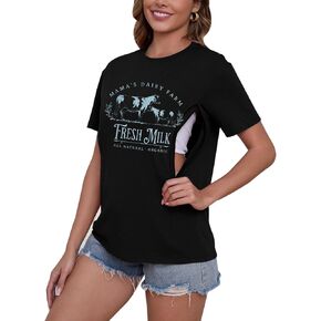 Mama Shirt Nursing Shirts for Breastfeeding Zip Maternity Tshirts Causal Mom Graphic Tees Mothers Gift Tops