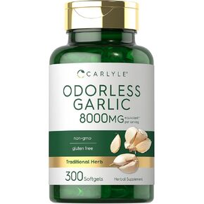 كارلايل الرائحة الثوم softgels 8000 ملغ | 300 العد | صيغة فاعلية عالية | غير المعد المعد-