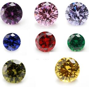 20pcs Round Brilliant Loose Cubic Zirconia Stone Various Color Red Green Color CZ Gemstone For Jewelry Making 4-12mm