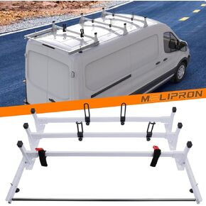 رف سقف سلم مقاس 54 بوصة مناسب لسيارة Ford Transit 150 250 350 Cargo Van 3 العارضة مع بكرة البضائع الخلفية