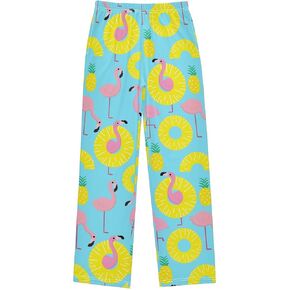 visesunny Boys' Pants Yellow Flamingo Pineapple Soft Long Bottoms Elastic Waist Trousers Sweatpants with Pockets L
