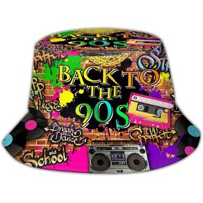 90s Outfit for Women Men, Fashion Retro 90s Bucket Hat Outdoor Packable Sun Cap Rave Accessories Fisherman Hats for Women Men