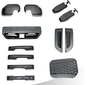 DORENA 14Pcs Exterior Accessories Compatible With Ford Bronco Sport 2021 2022 2023 2024 Carbon Fiber Trims Kit Side View Mirror Cover Door Handle Cover (Not for Outer Banks Heritage Limited)
