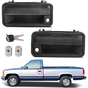 Exterior Door Handle w/Lock Cylinder for Chevy C1500 C2500 C3500 HD K1500 K2500 K3500 GMC Yukon 1988-1994 Front Left & Right Chevrolet GMC Truck Door Handles with Locks Replace 15742229, 15742230