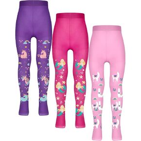 Bencailor 3 Pairs Girls Pantyhose Tights for Dance little girls printed leggings Seamless Soft Stockings Non Slip