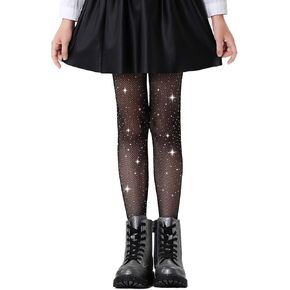 Girls Sparkle Fishnet Tights Toddler Glitter Tights Rhinestone Stockings For Kids Halloween Accessories