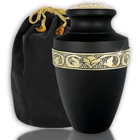 Trupoint Memorials Cremation Urns for Human Ashes, Decorative Burial Urn for Adult Men and Women, Large Grecian Blue and Gold