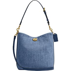 Coach Willow Soft Bucket Bag in Denim, B4/Deep Blue