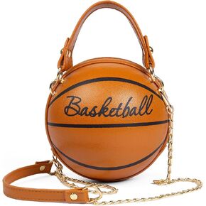 Women's basketball shoulder bag Messenger Bag handbag mini round bag PU bag, Zipper closure, suitable for women