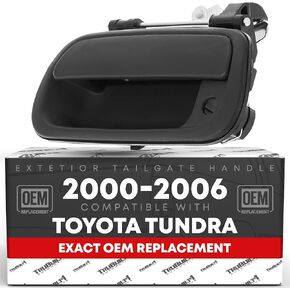 Tailgate Handle Latch Upgraded Metal, Compatible with 2000-2006 Toyota Tundra - Exterior Tailgate Assembly, Textured Black, w/Keyhole - OEM 69090-0C010-Metal, 80866, TO1915110