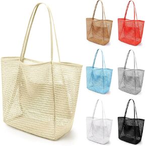 VOROLO Mesh Tote Beach Bag,Women Fairycore Hobo Bag,Shoulder Bag,Soft Summer Casual Crochet Bags
