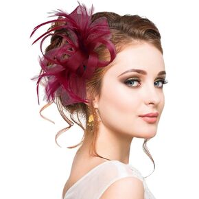 Markest Women's Fascinators Tea Party Headpiece Derby Hat Feather Headwear for 20s Party Accessory Cocktail Wedding