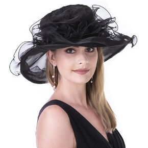 Lucky Leaf Women Derby Church Dress Hat Wide Brim Leaf Flower Bridal Shower Hat