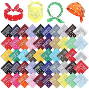 50 Pcs Bandanas Paisley Pattern Bandanas Bulk Multi-Purpose Square Handkerchief,Face Mask headband for Men and Women