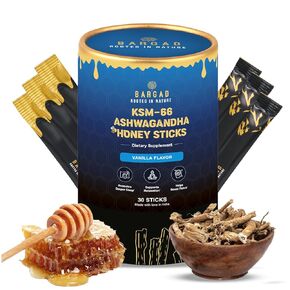 Bargad KSM -66 Ashwagandha Honey Sticks 400mg - يساعد على تعزيز الاسترخاء والنوم والتركيز ، ويعزز الطاقة والحيوية ، والعسل العضوي الممتاز الذي يملأ مع Adaptogenic Ashwagandha لا إضافات اصطناعية - 30 Count