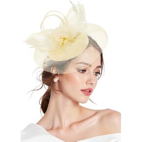 Zando 2025 Fascinators Hats for Women Ken-Tucky Derby Flower Tea Hat Mesh Feathers Headband Hair Clip for Wedding Cocktail in Kuwait