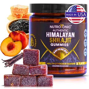Nutrotonic® Organic Shilajit Gummies | النكهة الخوخ والفانيليا | برية مصنوعة مانوكا العسل MGO +263 | القلب ، الدماغ ، الصحة الخلوية | 30 صحة صحية | صنعت بفخر في الولايات المتحدة الأمريكية مع أرقى المكونات