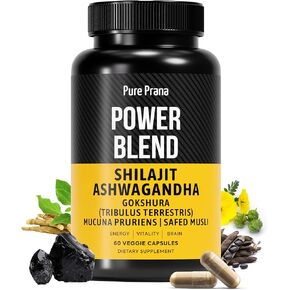 Dynamic Vitality Shilajit Ashwagandha Gokshura Supplement - Himalayan Pure Shilajit Capsules with Tribulus (Gokshura), Extra Strength Ashwagandha & Safed Musli | Himalayan Shilajit Supplement