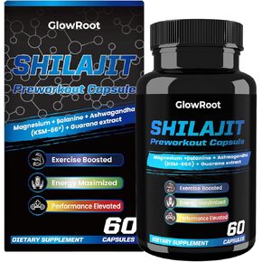 Shilajit Capsules, Shilajit Extract with Natural Fulvic Acid & 85+ Minerals, Non-GMO, Gluten Free, Vegan Friendly - 60 Counts