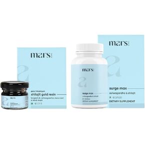 mars by GHC Power Pack Combo Pack | Shilajit Resin Gold & SurgeMax Capsules (60 Count) | Powered with Gokshura & Safed Musli | Supports Vitality, Energy & Overall Well-Being | Good Health Company