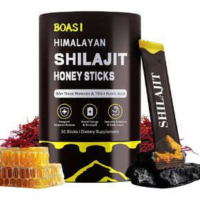 Shilajit Honey Sticks - Himalayan Shilajit Honey Sticks Organic Honey & Saffron for Energy,Strength & Cognitive Support for Men & Women 30 pcs