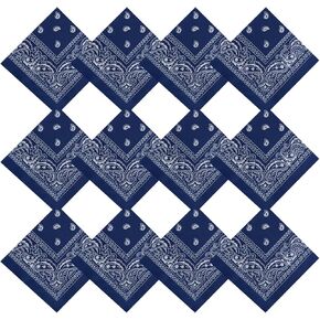 12 Pack Bandanas for Men Cotton Bandana Handkerchief Headband Face Mask Bulk for Women