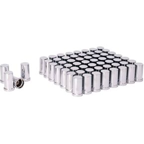 Chrome Lug Nut Covers for Semi Truck - Thread On - ABS Plastic Chrome - Classic Height: 4" - Pack of 60 PC - 33 mm Lug Nut Caps for Semi, Trailer, and HD Truck