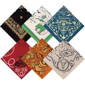 Yariew Western Bandanas for Women 6 Pack 22 "x22" Cotton Bandana Red Black White Bandana for Cowgirl Western