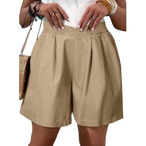 Eytino Womens Plus Size Shorts Casual Elastic Waist Drawstring Comfy Lightweight Summer Shorts with Pockets(1X-5X)