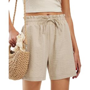 Libin Shorts for Women Linen Shorts High Waisted Lightweight Casual Summer Drawstring Beach Vacation Outfit