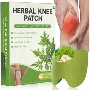 40 Pads Original Herbal Knee Patches,Powerful Temporary Pain Relief - Adhesive Heat Patches for Knee Support and Muscle Pain Relief, Made with Natural Herbs for Knee, Back-Y001
