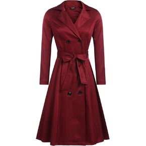 Zeagoo Women's Trench Coats Double-Breasted Long Coat with Belt